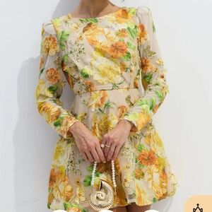 Floral Long Sleeve Mini Dress